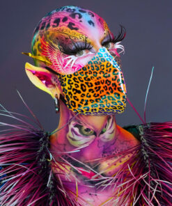 {Carole Yellow Leopard Baskin} Face Shield