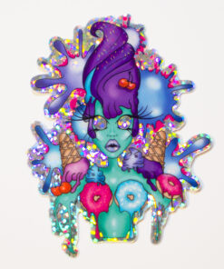 I SCREAM 4 DONUTS Holographic Glitter Sticker by William Scott