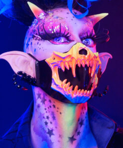 Fluorescent Yellow Orange & Blue on Black Oil Holographic BEAST
